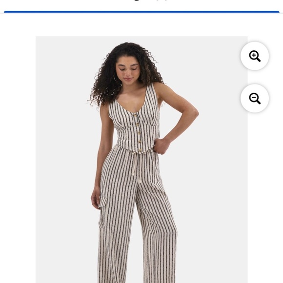 Striped Black and White Jumpsuit - Picture 1 of 4